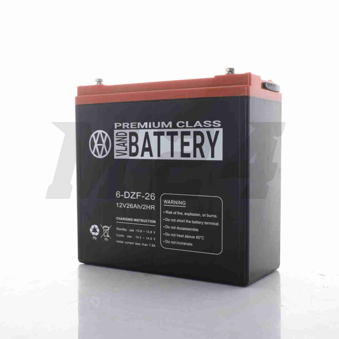 Акумулятор AGM 12V 26A 180-78-170mm 6-DZF-26 тяговий "VLAND" (E-bike, електро вело/скутери 2025)