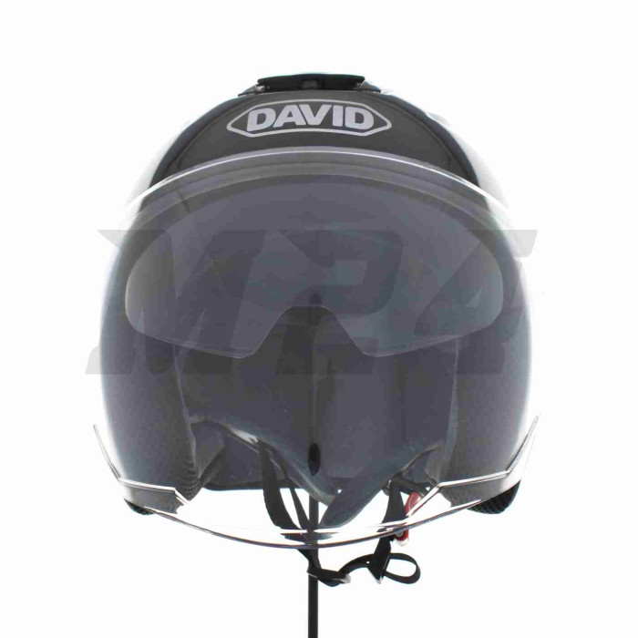 Шолом відкритий "DAVID" (#D020, чорний глянсовий, M, окуляри, прозорий спойлер, ABS)