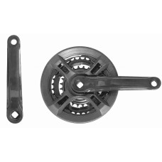 Зірки передні вело 42х34х24Т, захист, шатун під квадрат, 170mm (чорні) #YP-007