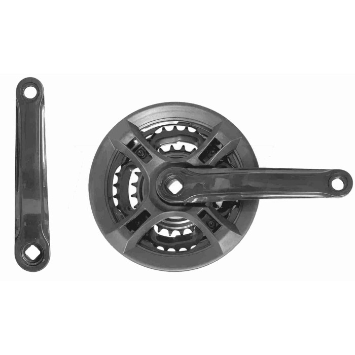 Зірки передні вело 42х34х24Т, захист, шатун під квадрат, 170mm (чорні) #YP-007
