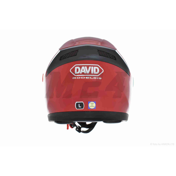 Шлем открытый "DAVID" (#D019, красный глянцевый, M, очки, ABS)