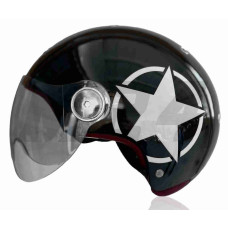 Шолом відкритий "IBK" (#033 чорний STAR, окуляри, XL)