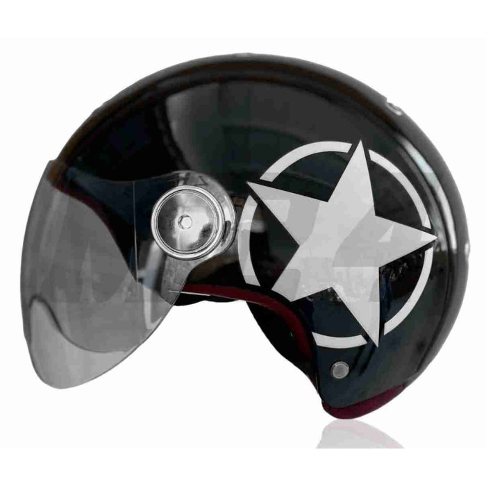 Шолом відкритий "IBK" (#033 чорний STAR, окуляри, XL)