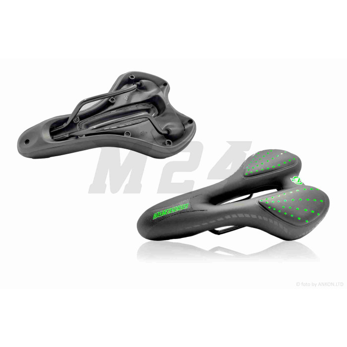 Сідло вело спортивне, чорно-зелене #GEL "ROADRIDE"