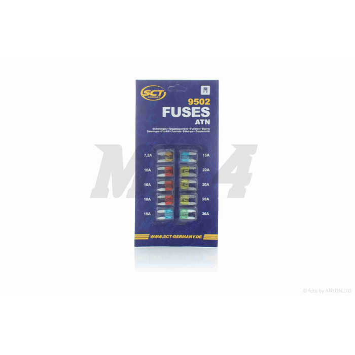 Набор предохранителей EURO MINI 7.5/10/15/20//30A 10шт "SCT" ГЕРМАНИЯ (FUSES ATN) #9502