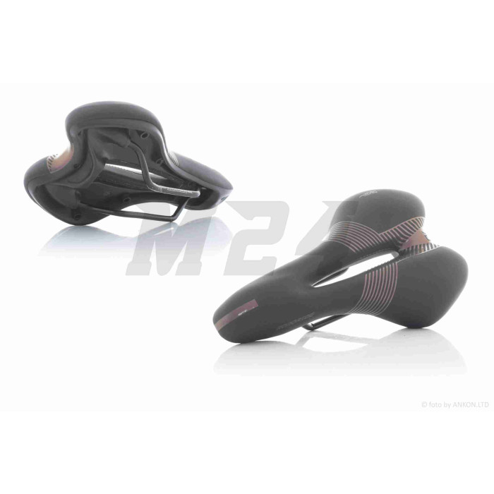 Седло вело спортивное с вентиляцией, черно-фиолетовое GEL "ROADRIDE" #SD-8067