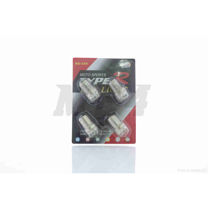 Лампа поворотів та габаритів діодна G23 (BA15S) 12V 21W біла, 9 діодів, 4 шт (блістер)