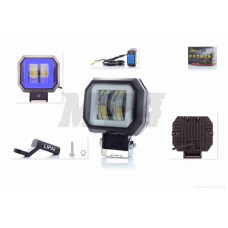 Фара додаткова квадратна, 74-65mm, 2 діоди, синій габарит, 3 режими #PRO