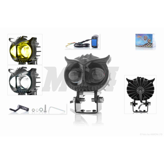Фара додаткова діодна пугач, 65-53mm, 9-60V, IP67, біле/жовте світло #LPS-814-PRO