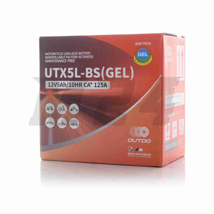 АКБ GEL 12V 5A 113-70-107mm UTX5L-BS (YTX5L-BS) "OUTDO" (2024)
