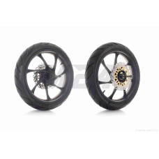 Диск колеса передній 17"-2.75 PRIME 200 у зборі, лите "SKYMOTO" (чорне) +покришка 110/70