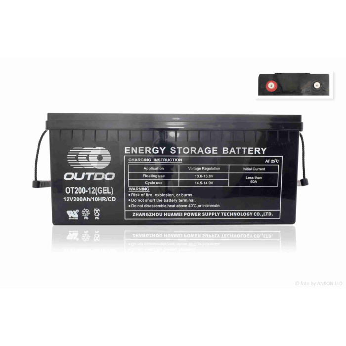 Акумулятор SLA 12V 200A 522-239-217mm OT200-12 "OUTDO" (2024)