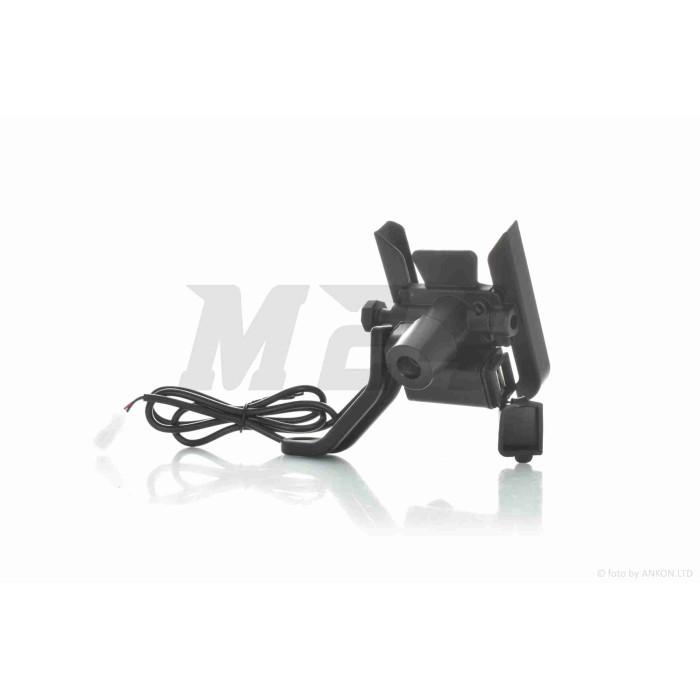 Тримач телефону кріплення під дзеркало алюмінієвий, #M3-1 USB (чорний)