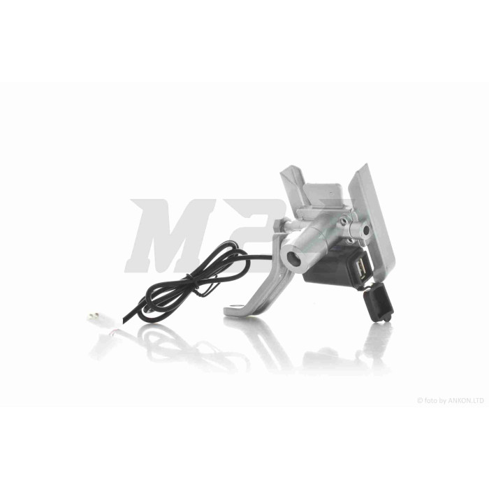 Тримач телефону кріплення під дзеркало алюмінієвий, #M3-1 USB (сірий)