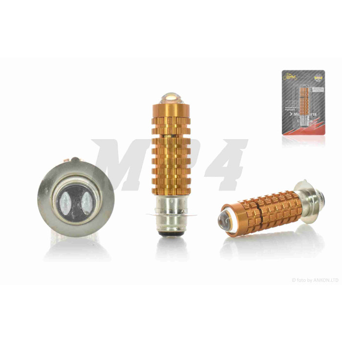 Лампа фари діодна P15D-25-1 12V 35/35W 1 вус, білий/жовтий, лінза "LIPAI"
