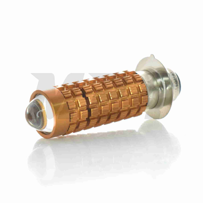 Лампа фари діодна P15D-25-1 12V 35/35W 1 вус, білий/жовтий, лінза "LIPAI"