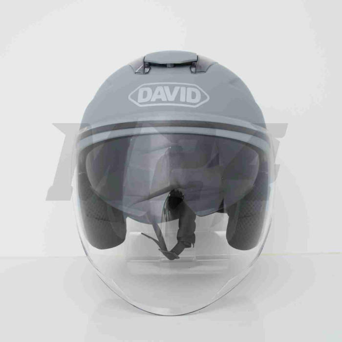 Шолом відкритий "DAVID" (#D020, сірий матовий, L, окуляри, ABS, прозорий спойлер)