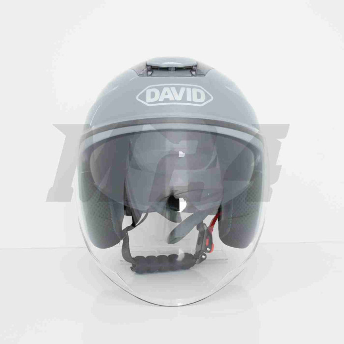 Шолом відкритий "DAVID" (#D020, сірий, L, окуляри, ABS, прозорий спойлер)
