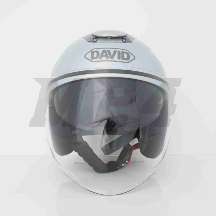 Шолом відкритий "DAVID" (#D020, сріблястий, L, окуляри, ABS, прозорий спойлер)