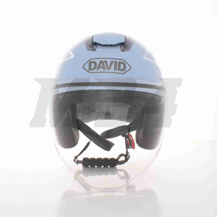 Шолом відкритий "DAVID" (#D020, блакитний глянсовий, L, окуляри, ABS, прозорий спойлер)