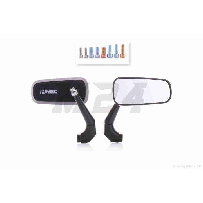 Дзеркала в торець керма M8/10 R+R+L алюміній "H2C" (#2301, чорно-сірі)