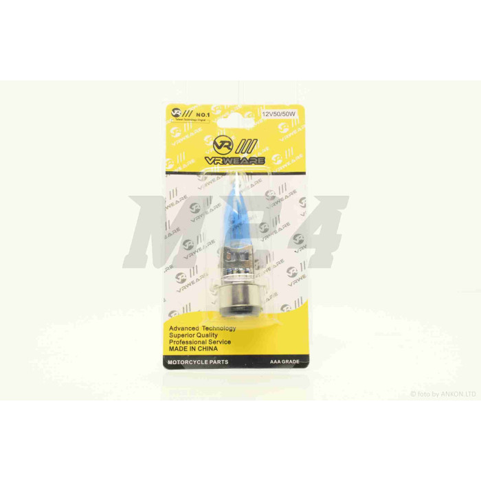 Лампа фари H6 (BA20D) 12V 50/50W синя "VR"