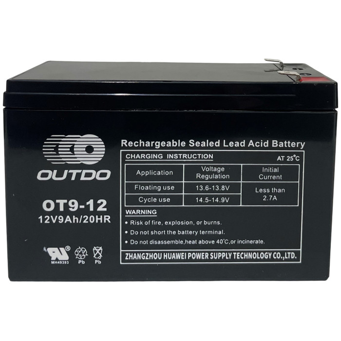 АКБ 12V 9A OT9-12 электро-велосипед 150x65x95 OUTDO