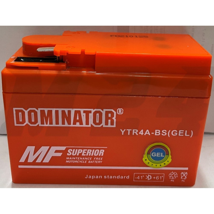 АКБ YTR4A-BS широка таблетка помаранчева 85x49x114 DOMINATOR