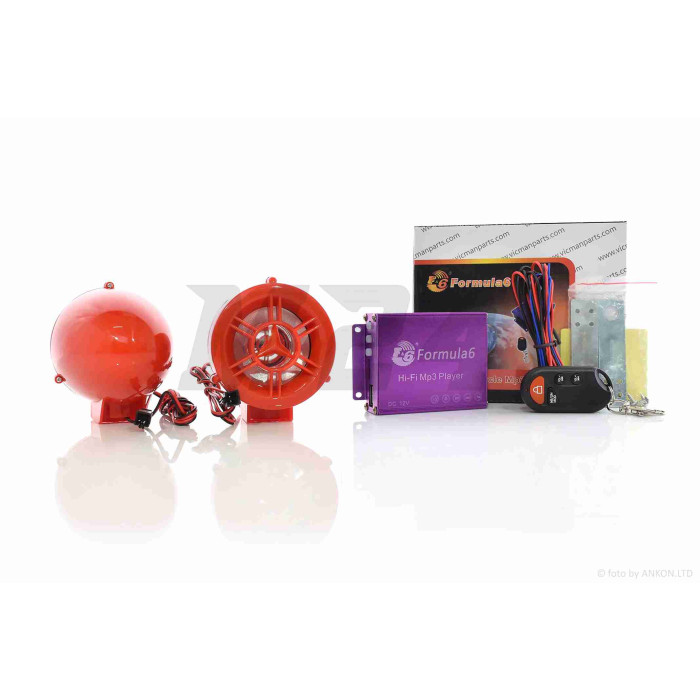 Аудіосистема 2.0 MP3 (USB/SD), пульт, сигналізація "F6" (червона)
