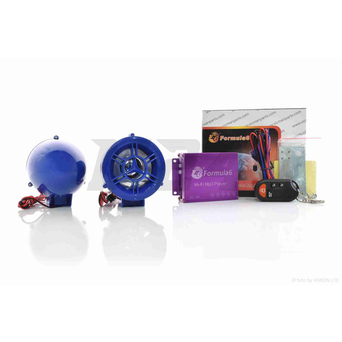 Аудіосистема 2.0 MP3 (USB/SD), пульт, сигналізація "F6" (синій)