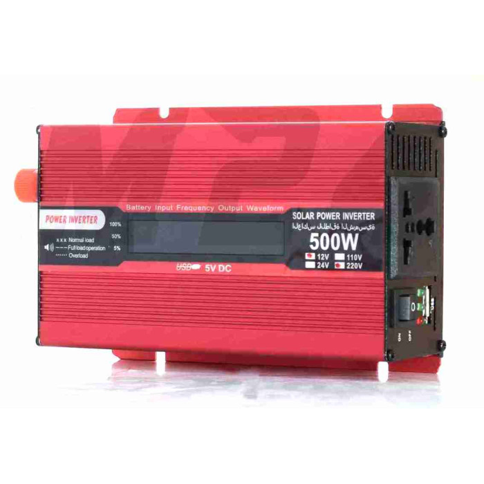 Інвертор AC/DC-12V/220V, 500/1000W, LCD екран, 1хUSB 2.1A, одна розетка #ATPI-1