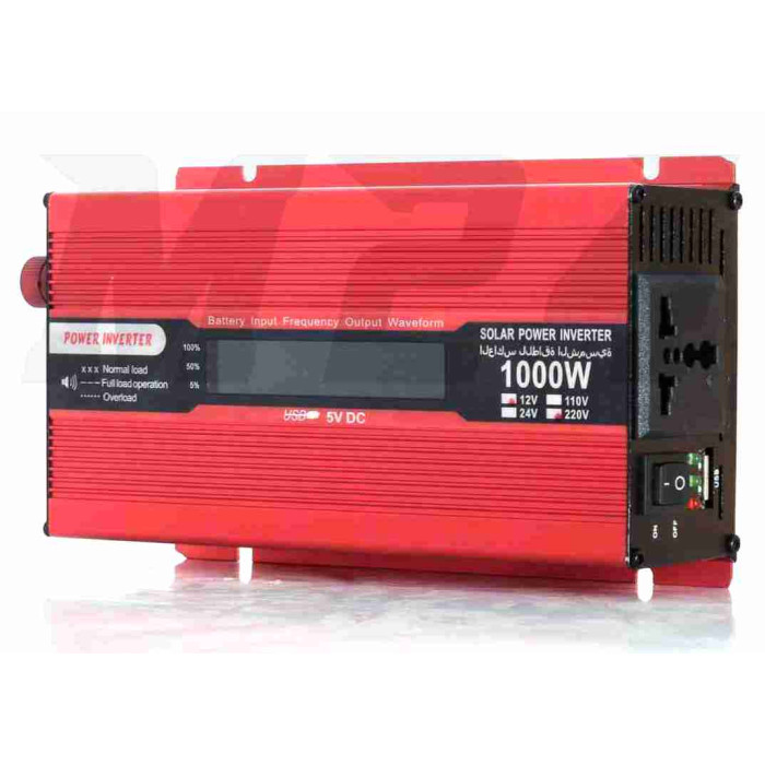 Інвертор AC/DC-12V/220V, 1000/2000W, LCD екран, 1хUSB 2.1A, одна розетка #ATPI-2