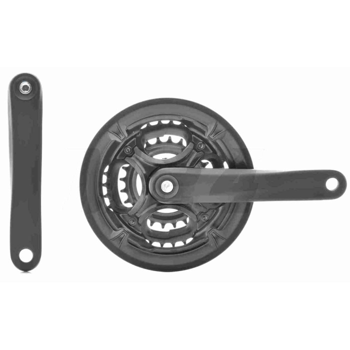 Зірки передні вело 42х34х24Т, захист, шатун під квадрат, 170mm (чорні) #YP-005
