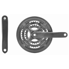 Звезды передние вело 48х38х28Т, защита, шатун под квадрат, 170mm (черные) #YP-006